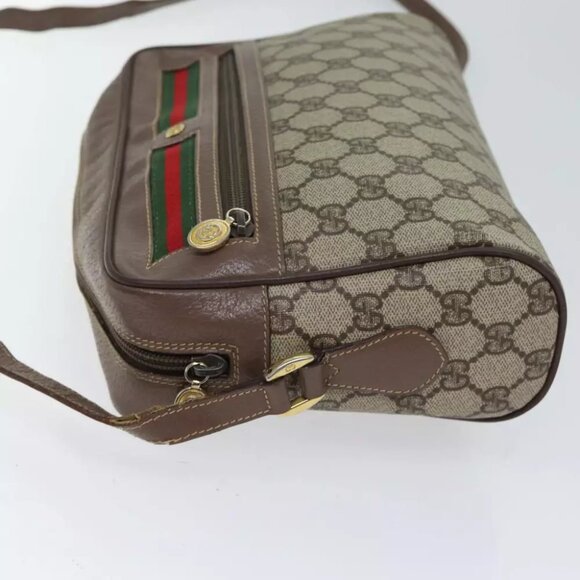 GUCCI GG Canvas Web Sherry Line Shoulder Bag PVC Beige Green Red - Picture 2 of 7